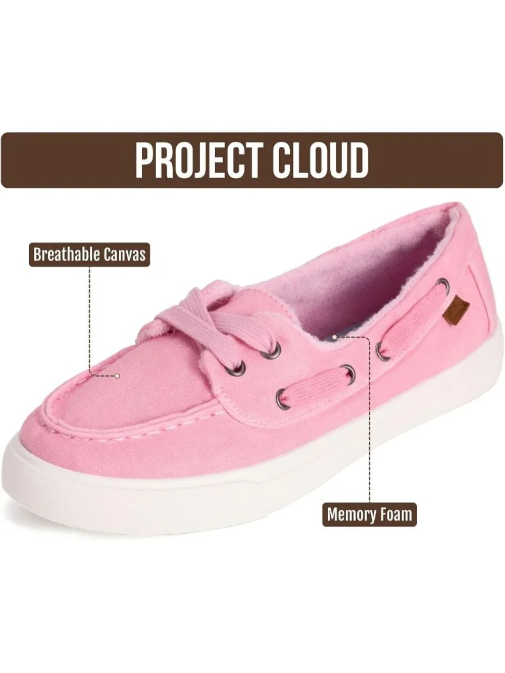 Womens Parfait Pink Canvas Cloud Canvas Sneakers Memory Foam Slip On Loafers